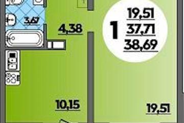 Фото №1: 1-комнатная квартира 38 м² - Майкоп, 