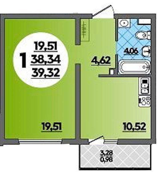 Фото №1: 1-комнатная квартира 39 м² - Майкоп