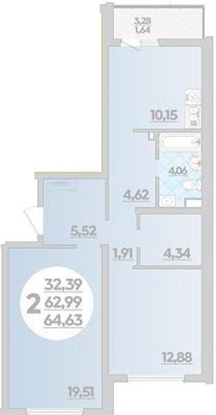 Фото №1: 2-комнатная квартира 64 м² - Майкоп