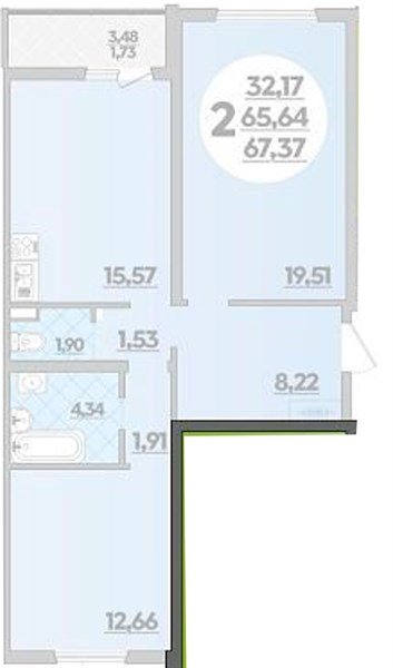 Фото №1: 2-комнатная квартира 67 м² - Майкоп