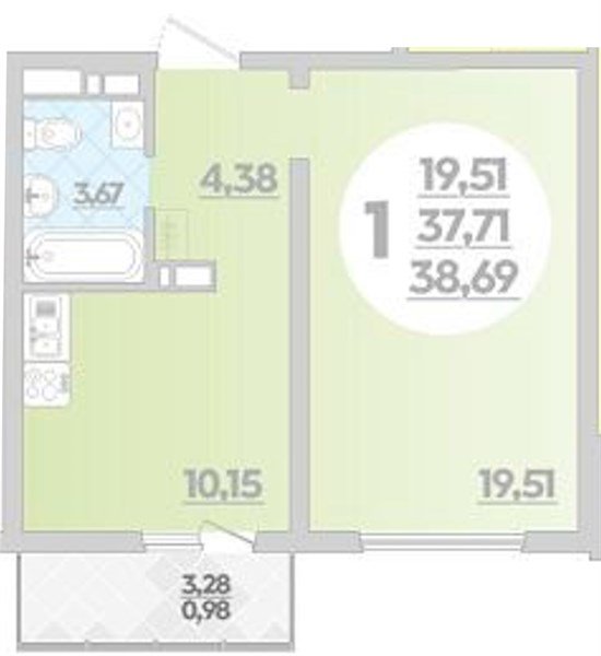 Фото №1: 1-комнатная квартира 38 м² - Майкоп