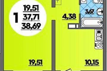 Фото №1: 1-комнатная квартира 38 м² - Майкоп, 
