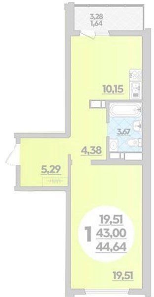 Фото №1: 1-комнатная квартира 44 м² - Майкоп