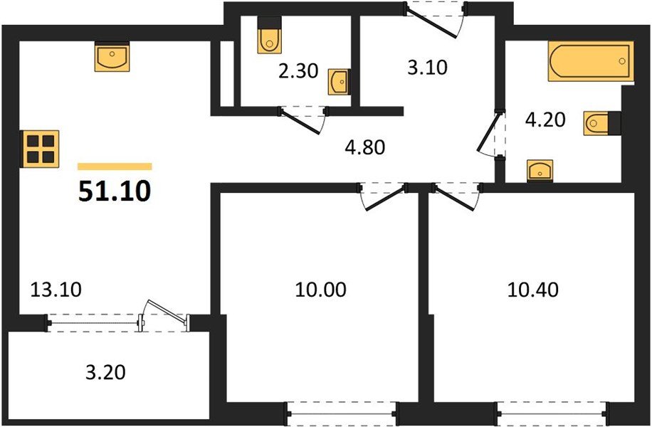 Фото №1: 2-комнатная квартира 51 м² - Краснодар, квартал Самолёт, жилой комплекс Самолёт-7, мкр. Прикубанский внутригородской округ