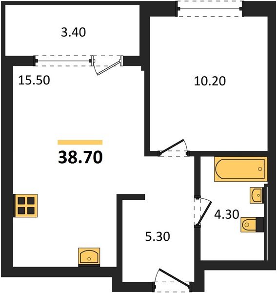 Фото №1: 1-комнатная квартира 38 м² - Краснодар, квартал Самолёт, жилой комплекс Самолёт-7, мкр. Прикубанский внутригородской округ