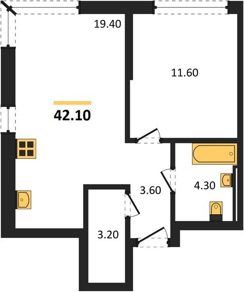 Фото №1: 1-комнатная квартира 42 м² - Краснодар, Прикубанский внутригородской округ, квартал Самолёт, мкр. жилой комплекс Самолёт-7