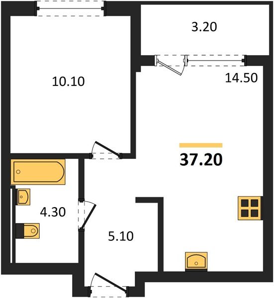 Фото №1: 1-комнатная квартира 37 м² - Краснодар, квартал Самолёт, жилой комплекс Самолёт-7, мкр. Прикубанский внутригородской округ