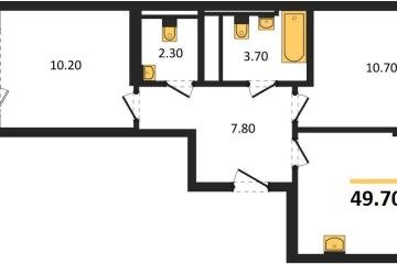 Фото №1: 2-комнатная квартира 49 м² - Краснодар, мкр. жилой комплекс Самолёт-7, 