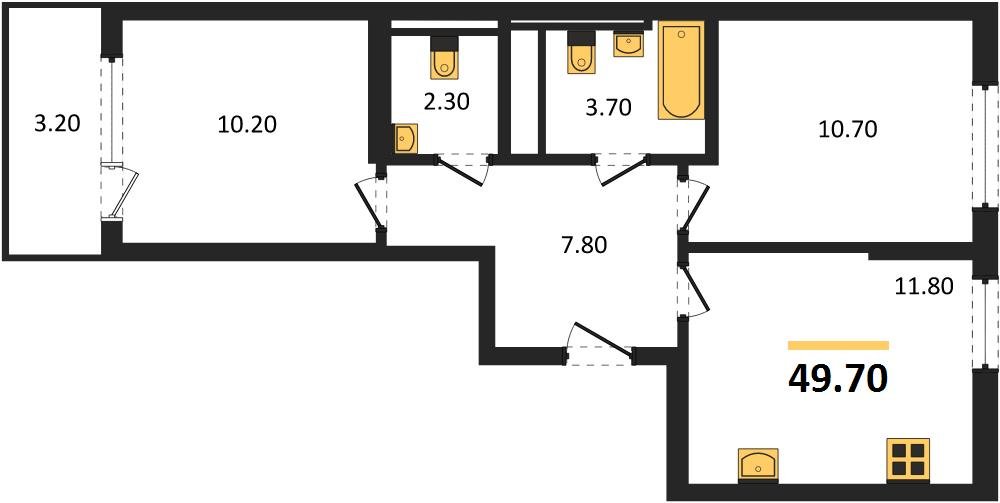 Фото №1: 2-комнатная квартира 49 м² - Краснодар, Прикубанский внутригородской округ, квартал Самолёт, мкр. жилой комплекс Самолёт-7