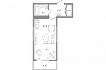 Фото №1: Студия 29 м² - Мариуполь, р. Жовтневый, ул. Административная площадь