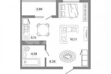 Фото №1: Студия 35 м² - Мариуполь, р. Жовтневый, ул. Административная площадь
