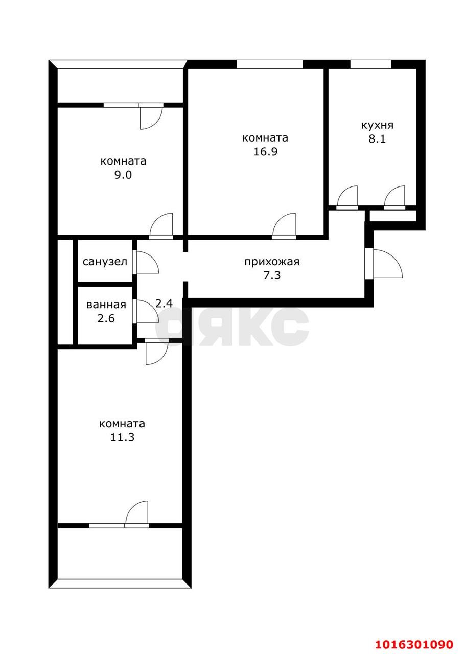 Фото №10: 3-комнатная квартира 66 м² - Краснодар, Центральный внутригородской округ, мкр. Табачная Фабрика, ул. Ипподромная, 49