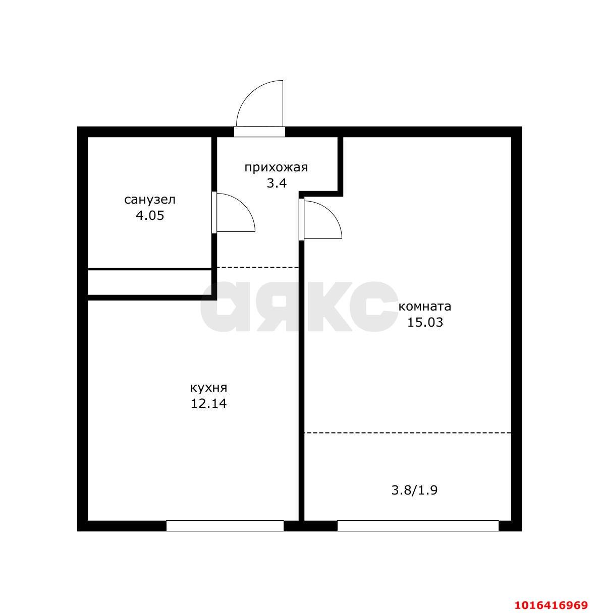 Фото №19: 1-комнатная квартира 38 м² - Краснодар, Центральный внутригородской округ, мкр. Черёмушки, ул. Обрывная, 132/1к23
