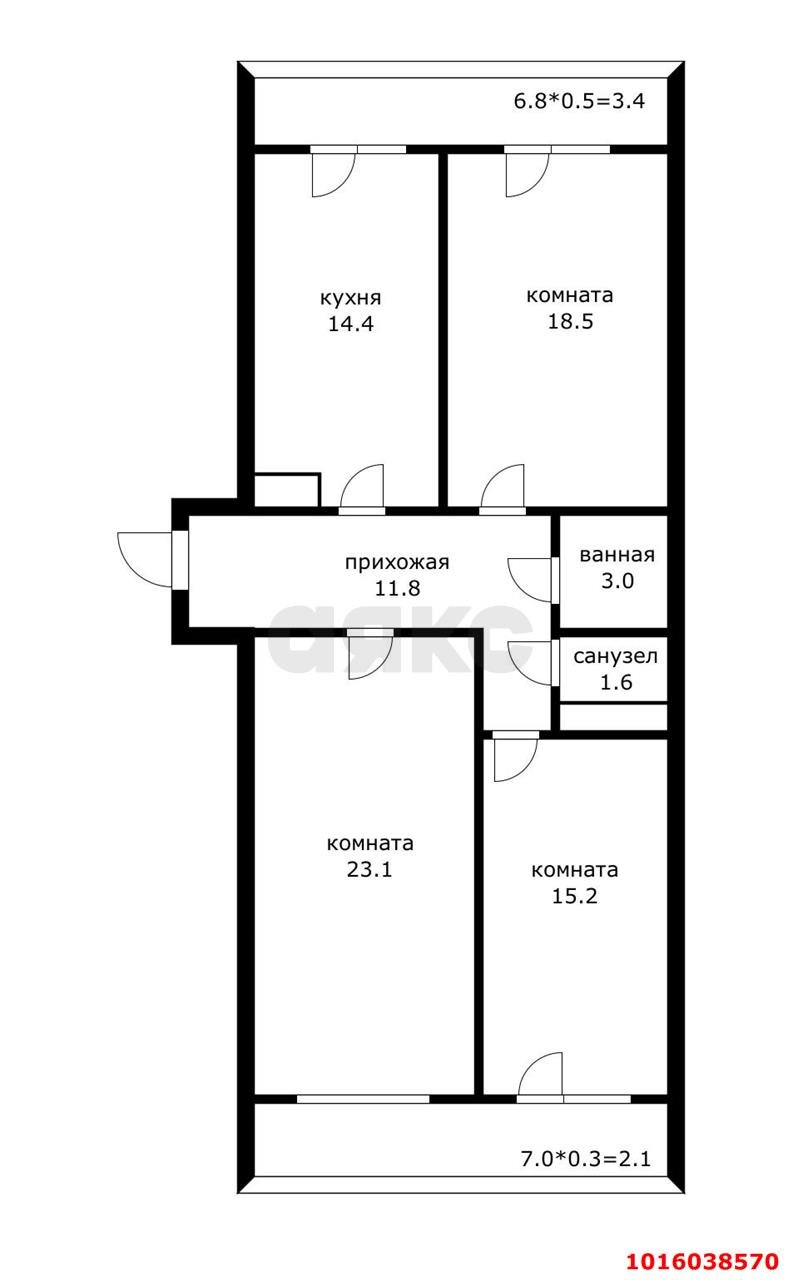Фото №14: 3-комнатная квартира 91 м² - Краснодар, ЖК Атмосфера, Прикубанский внутригородской округ, Завод Радиоизмерительных Приборов, имени Петра Метальникова, мкр. жилой комплекс Атмосфера, ул. Московская, 125к1