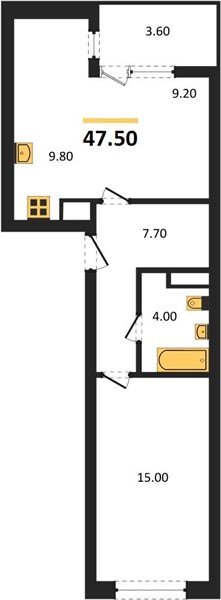 Фото №1: 1-комнатная квартира 47 м² - Краснодар, мкр. Карасунский внутригородской округ