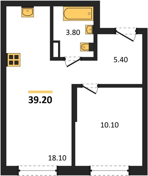 Фото №1: 1-комнатная квартира 39 м² - Краснодар, мкр. Прикубанский внутригородской округ