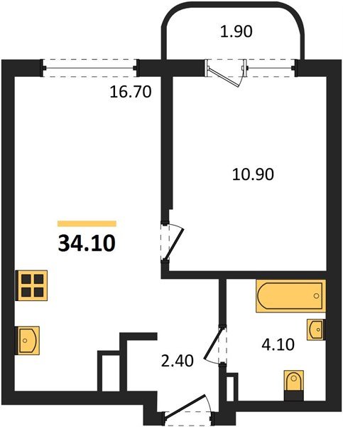 Фото №1: 1-комнатная квартира 34 м² - Краснодар, мкр. Прикубанский внутригородской округ