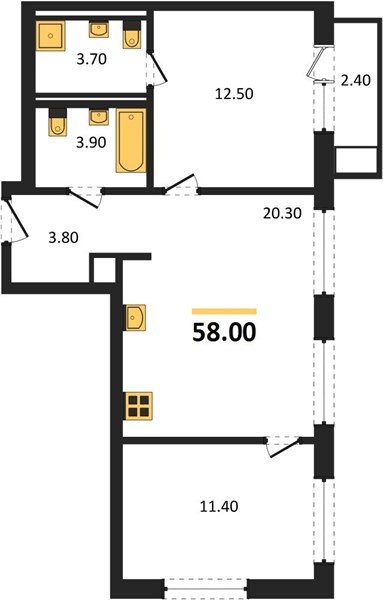 Фото №1: 2-комнатная квартира 58 м² - Краснодар, мкр. Прикубанский внутригородской округ