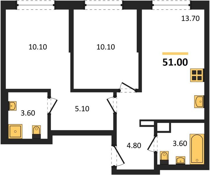 Фото №1: 2-комнатная квартира 51 м² - Краснодар, мкр. Прикубанский внутригородской округ