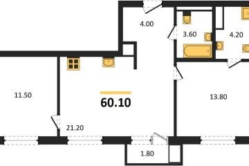 Фото №1: 2-комнатная квартира 60 м² - Краснодар, мкр. Прикубанский внутригородской округ, 