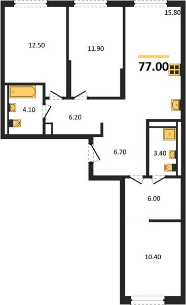 Фото №1: 3-комнатная квартира 77 м² - Краснодар, мкр. Прикубанский внутригородской округ