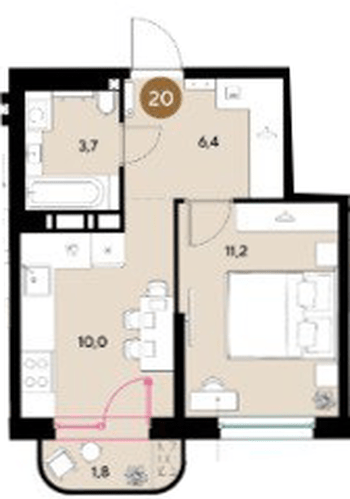 Фото №1: 1-комнатная квартира 33 м² - Краснодар, мкр. Прикубанский внутригородской округ