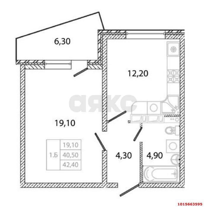 Фото №11: 1-комнатная квартира 41 м² - Краснодар, пер. Ленинский, 20/1к10