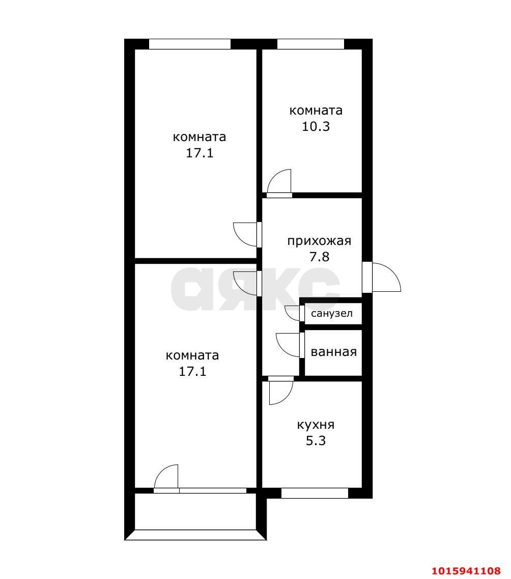 Фото №19: 3-комнатная квартира 60 м² - Краснодар, Авиагородок, мкр. Прикубанский внутригородской округ, ул. имени Дзержинского, 131