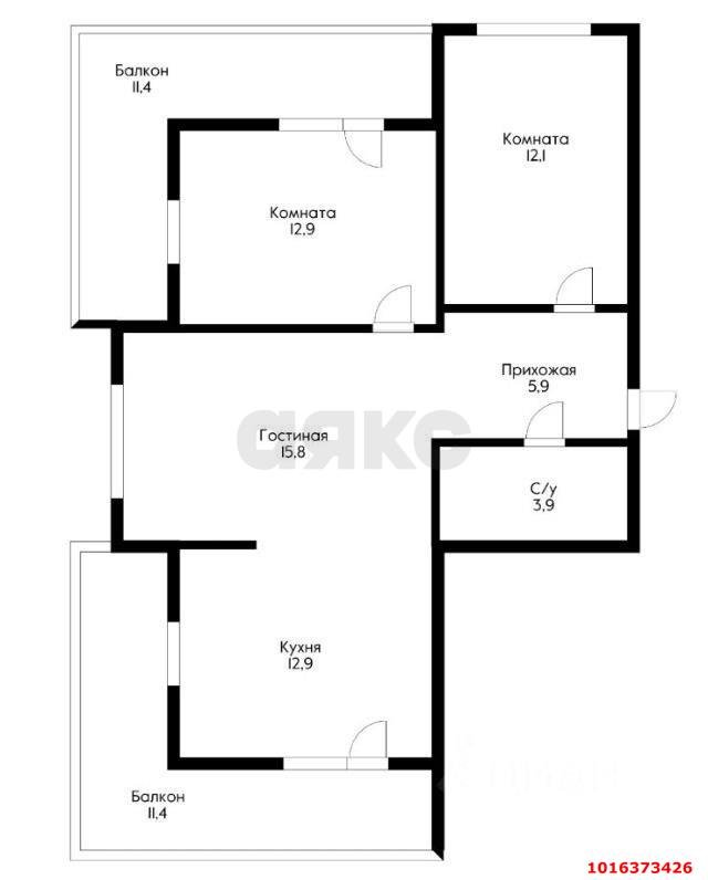 Фото №12: 3-комнатная квартира 85 м² - Краснодар, Прикубанский внутригородской округ, мкр. жилой комплекс Грани, ул. Западный Обход, 45