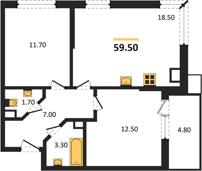 Фото №1: 2-комнатная квартира 59 м² - Краснодар, Прикубанский внутригородской округ, мкр. Парк Победы