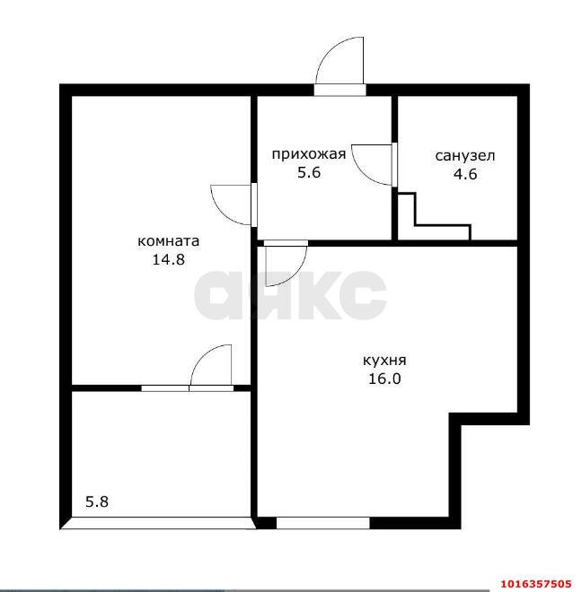 Фото №14: 1-комнатная квартира 46 м² - Краснодар, Прикубанский внутригородской округ, квартал Доброта, мкр. Любимово, 16
