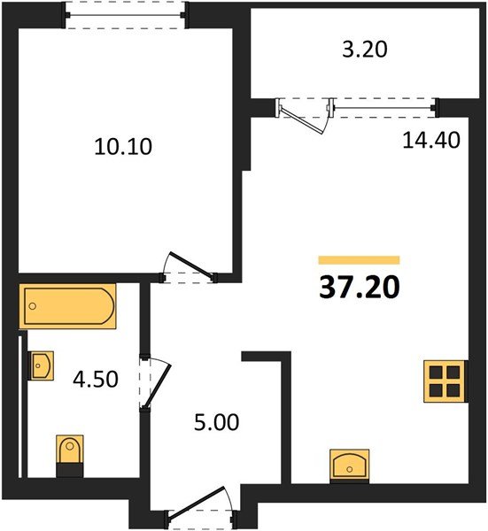 Фото №1: 1-комнатная квартира 37 м² - Краснодар, квартал Самолёт, жилой комплекс Самолёт-7, мкр. Прикубанский внутригородской округ
