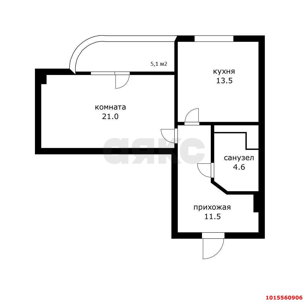 Фото №14: 1-комнатная квартира 55 м² - Краснодар, Западный внутригородской округ, мкр. Фестивальный, ул. Монтажников, 10