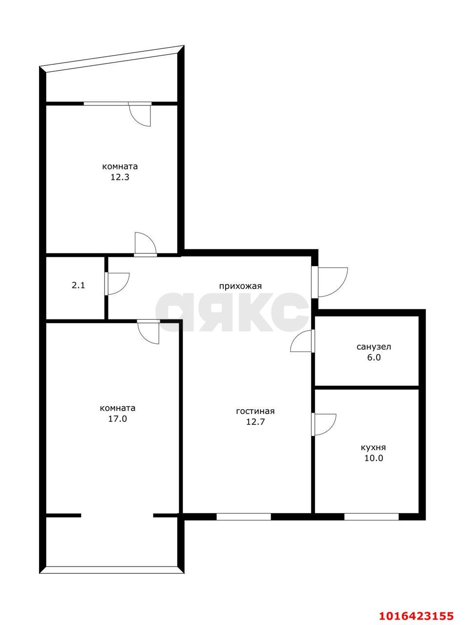 Фото №2: 3-комнатная квартира 69 м² - Краснодар, Западный внутригородской округ, мкр. Юбилейный, пр-кт Чекистов
