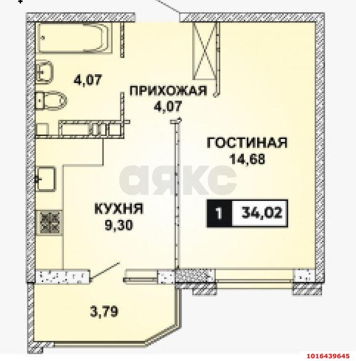 Фото №15: 1-комнатная квартира 36 м² - Краснодар, Прикубанский внутригородской округ, мкр. Достояние, ул. Григория Булгакова, 19