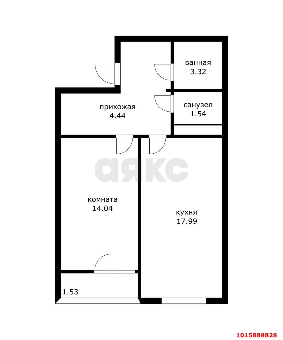 Фото №12: 1-комнатная квартира 46 м² - Краснодар, Прикубанский внутригородской округ, мкр. Славянский, ул. Заполярная, 37к3
