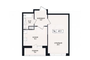 Фото №1: 1-комнатная квартира 41 м² - Мариуполь, р. Жовтневый, ул. Административная площадь