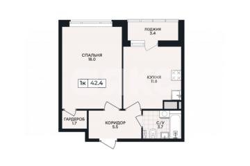 Фото №1: 1-комнатная квартира 42 м² - Мариуполь, р. Жовтневый, ул. Административная площадь