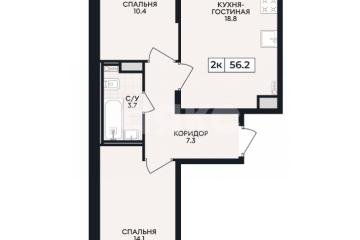 Фото №1: 2-комнатная квартира 56 м² - Мариуполь, р. Жовтневый, ул. Административная площадь