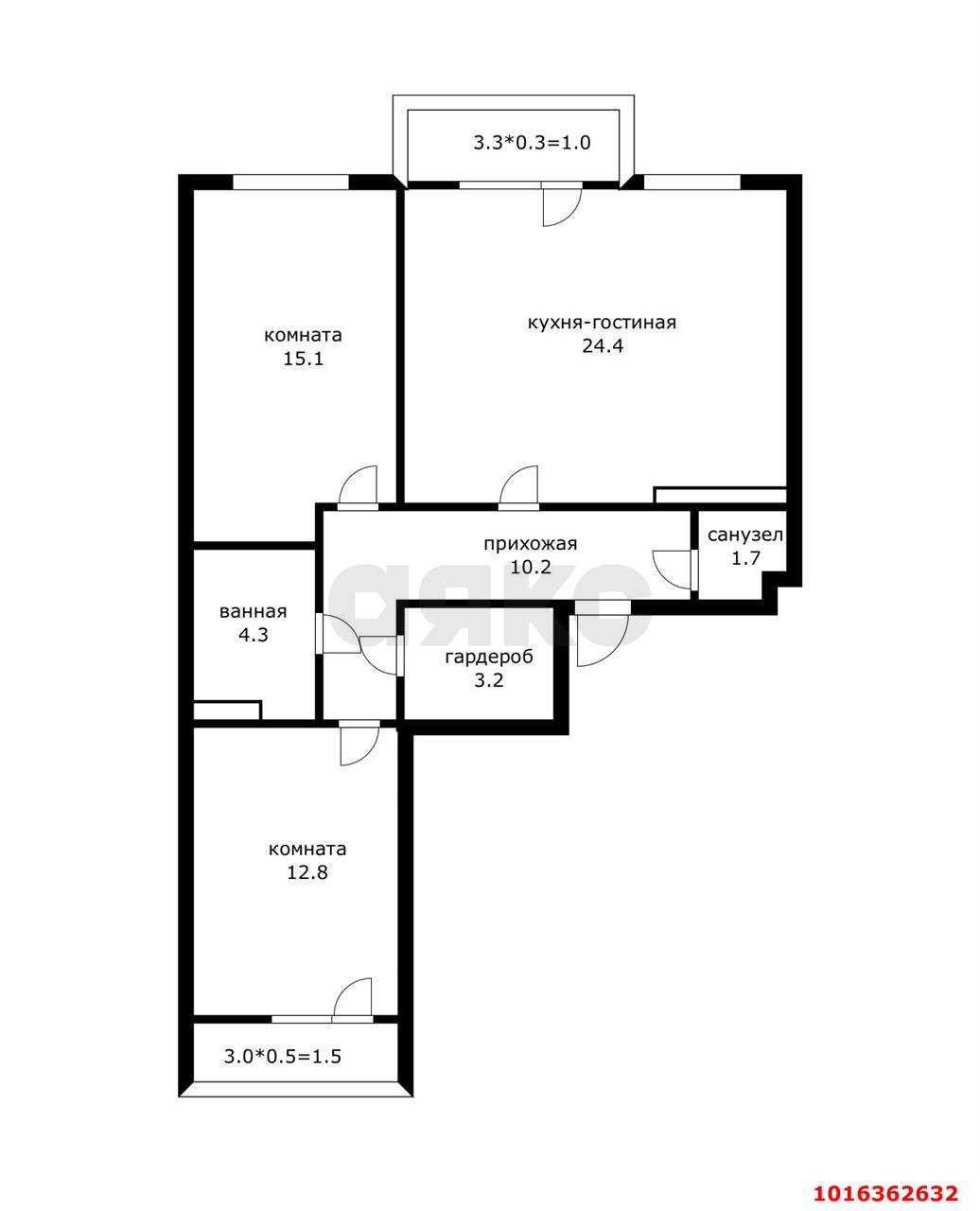 Фото №4: 3-комнатная квартира 77 м² - Краснодар, ЖК Красная Площадь, Прикубанский внутригородской округ, мкр. жилой комплекс Нeo-квартал Красная Площадь, ул. им. Мурата Ахеджака, 12