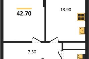 Фото №1: 1-комнатная квартира 42 м² - Краснодар, мкр. Прикубанский внутригородской округ, 