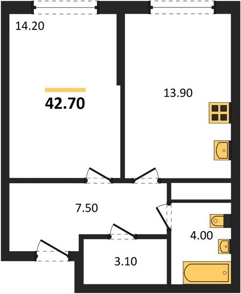Фото №1: 1-комнатная квартира 42 м² - Краснодар, Догма Парк, мкр. Прикубанский внутригородской округ