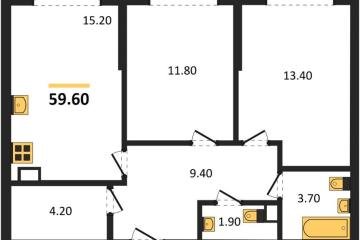 Фото №1: 2-комнатная квартира 59 м² - Краснодар, мкр. Догма Парк, ул. Марины Цветаевой, 33