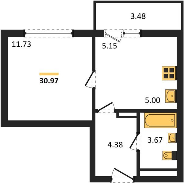 Фото №1: 1-комнатная квартира 30 м² - Майкоп