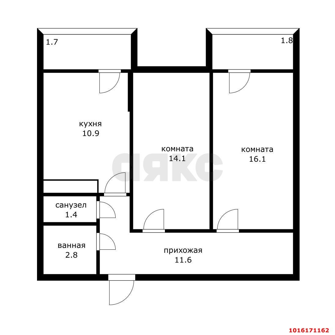 Фото №14: 2-комнатная квартира 63 м² - Краснодар, Прикубанский внутригородской округ, мкр. ЖК Абрикосово, ул. имени Героя Георгия Бочарникова, 4к1