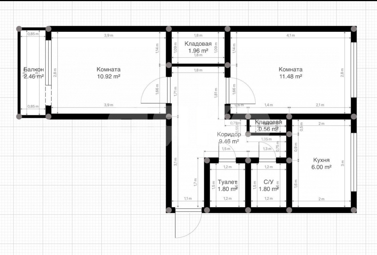 Фото №16: 2-комнатная квартира 48 м² - Новомосковск, мкр. 1-й Урванский, ул. Есенина, 5