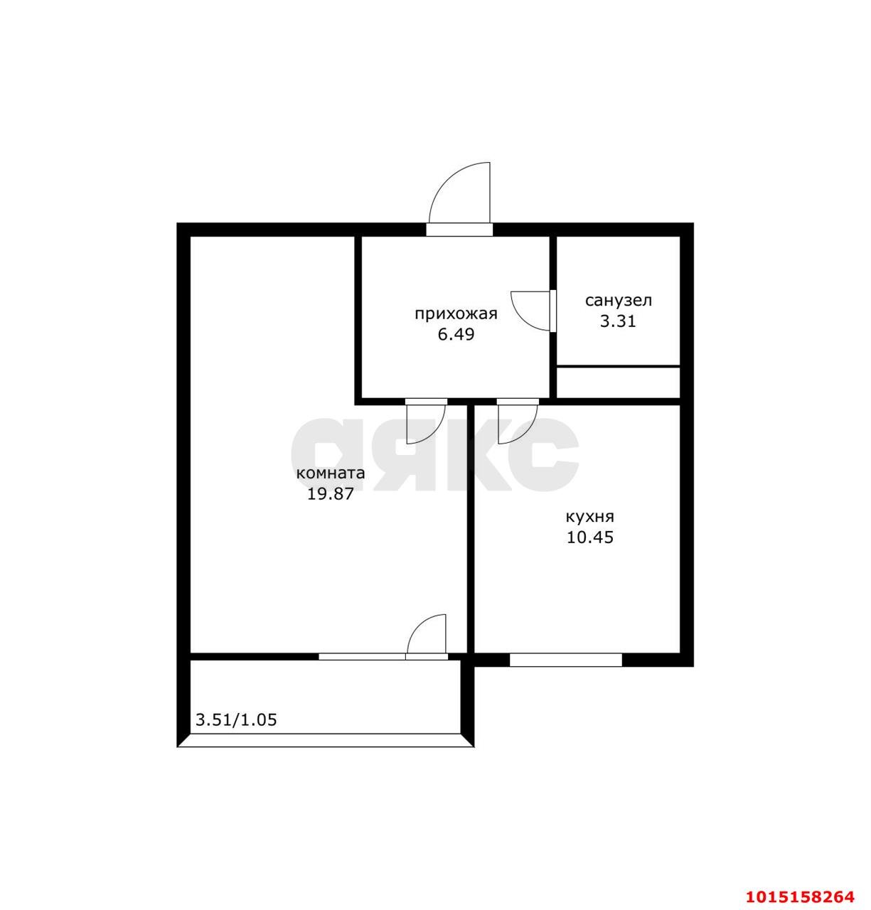 Фото №5: 1-комнатная квартира 44 м² - Краснодар, Гидростроителей, Карасунский внутригородской округ, жилой комплекс Грин Парк, мкр. Участок №35, ул. имени Дмитрия Благоева, 29к1