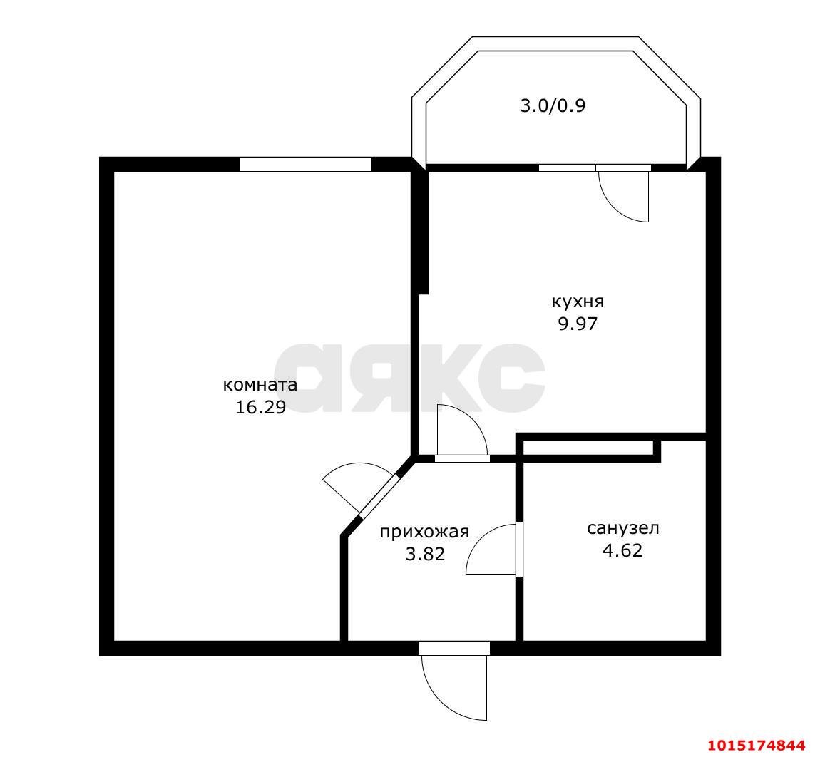 Фото №2: 1-комнатная квартира 34 м² - Краснодар, Прикубанский внутригородской округ, Славянский, мкр. Светлоград, ул. Красных Партизан, 1/4к3