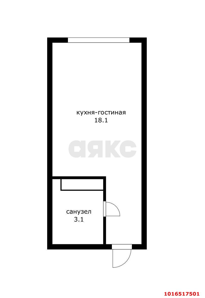 Фото №10: Студия 21 м² - Краснодар, Прикубанский внутригородской округ, мкр. Догма Парк, ул. Марины Цветаевой, 7к2
