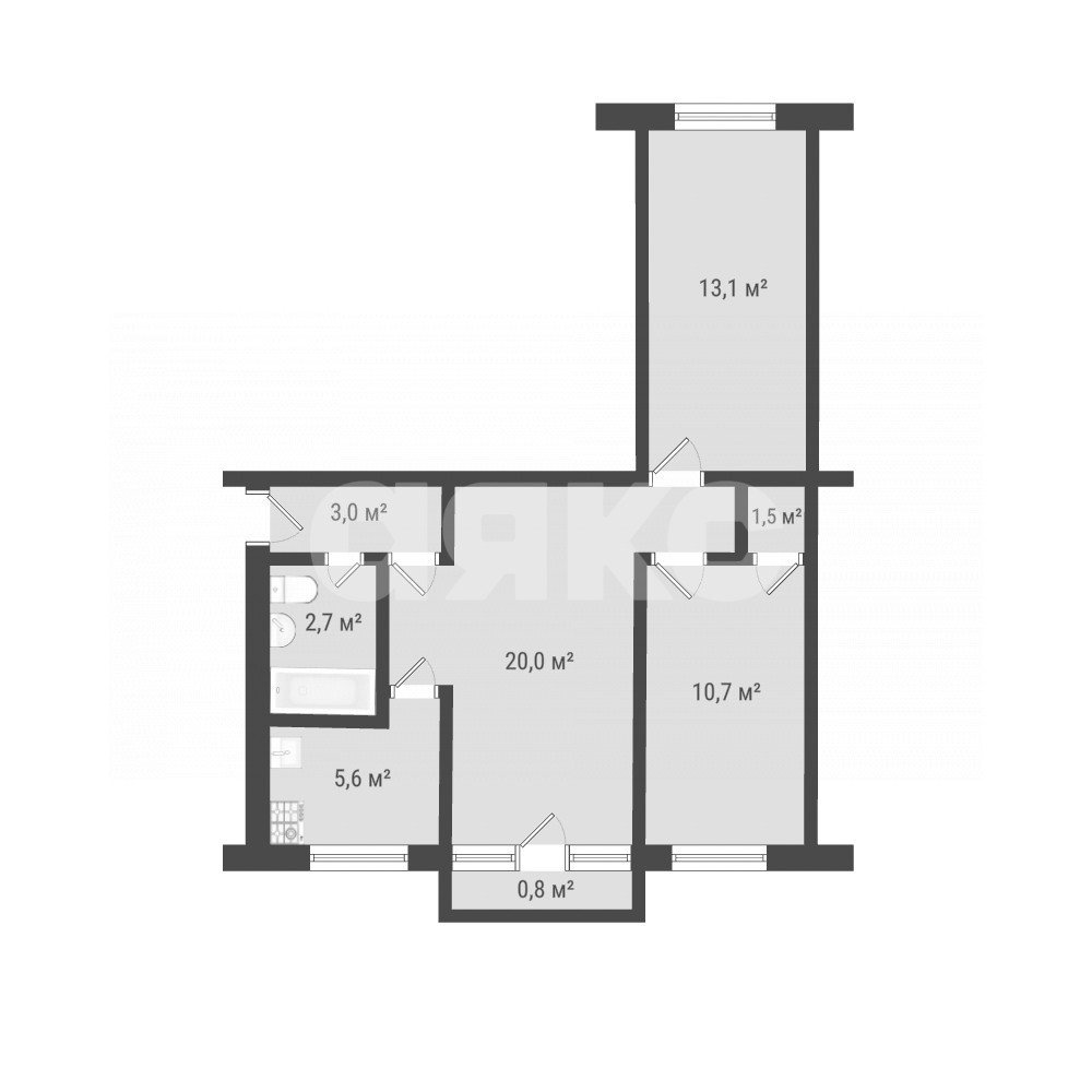 Фото №10: 3-комнатная квартира 57 м² - Луганск, Жовтневый, мкр. Молодёжный квартал, 8